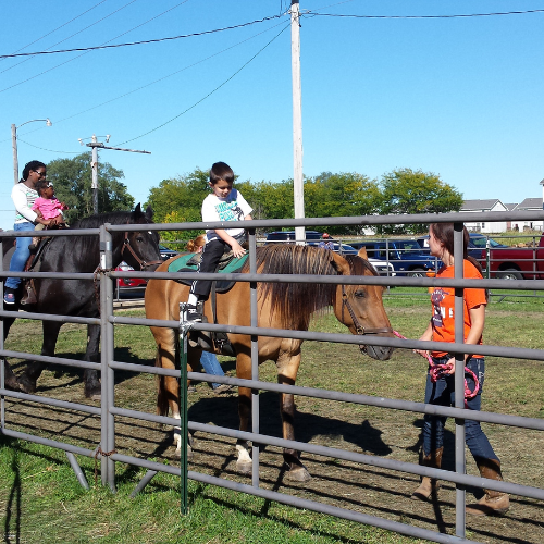 A child riding a horse