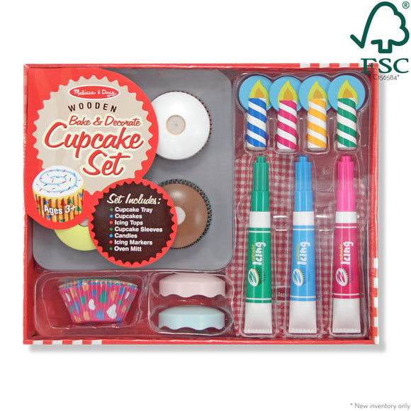 Melissa & Doug Bake & Decorate Wooden Cupcake Play Set