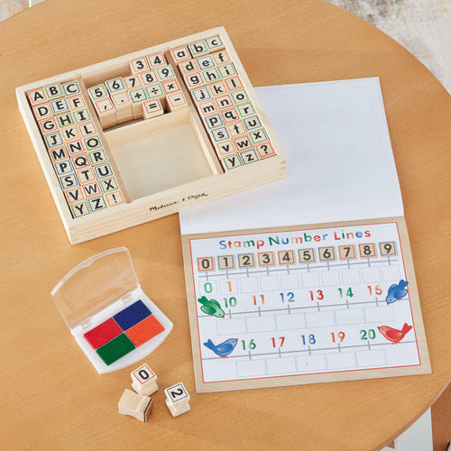 Melissa & Doug Deluxe Wooden Stamp Set - ABCs 123s
