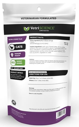 VetriScience Vetri-Lysine Plus Immune Health Bite-Sized Cat Chews