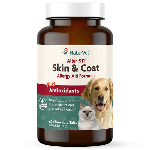 NaturVet ALLER-911 Dog and Cat Skin And Coat Tab Allergy Aid Chewable 60 count