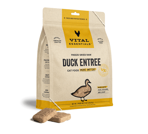 Vital Essentials Duck Freeze-Dried Raw Entrée Cat Food Mini Patties