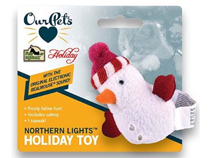 OurPets Cosmic Holiday Northern Lights Snowman Cat Toy With Sounds
