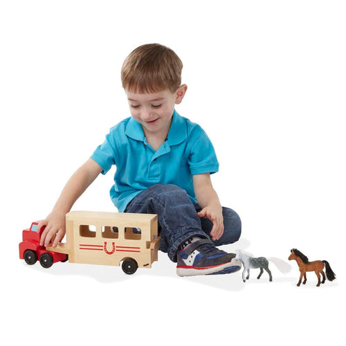 Melissa & Doug Horse Carrier Wooden Vehicles Play Set