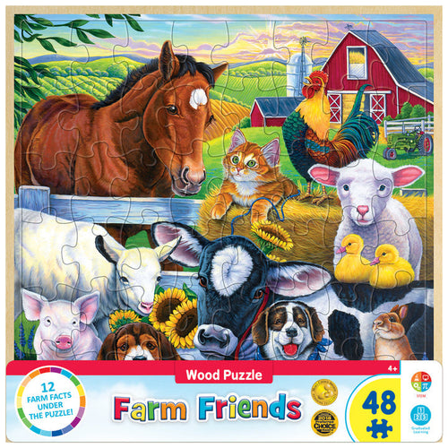 MasterPieces Wood Fun Facts - Farm Friends 48 Piece Wood Puzzle