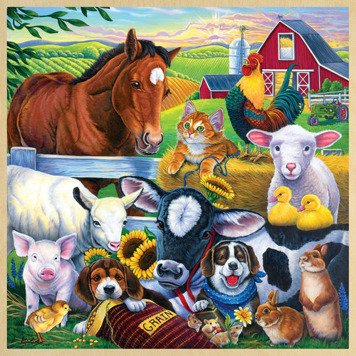 MasterPieces Wood Fun Facts - Farm Friends 48 Piece Wood Puzzle