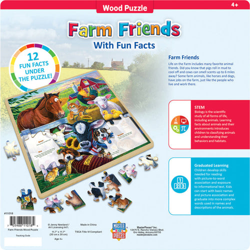 MasterPieces Wood Fun Facts - Farm Friends 48 Piece Wood Puzzle
