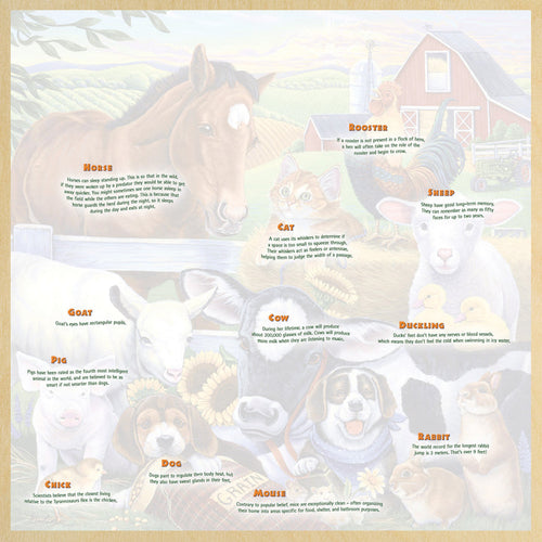 MasterPieces Wood Fun Facts - Farm Friends 48 Piece Wood Puzzle