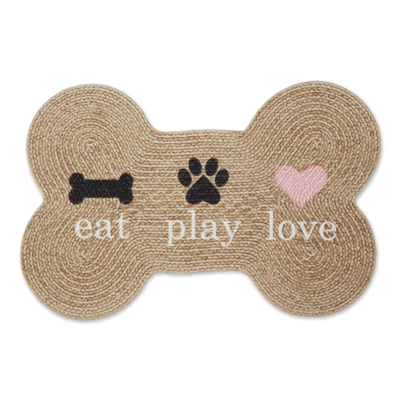 Eat Play Love Bone Shaped Pet Mat Stone
