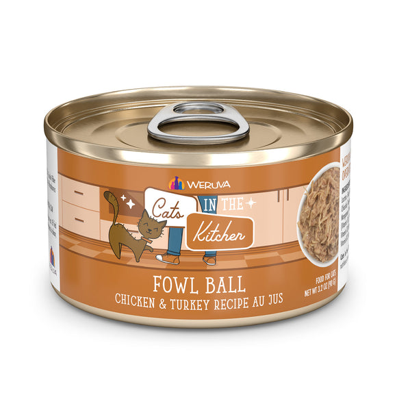 Weruva Cats in the Kitchen Fowl Ball Chicken and Turkey Recipe Au Jus Canned Cat Food