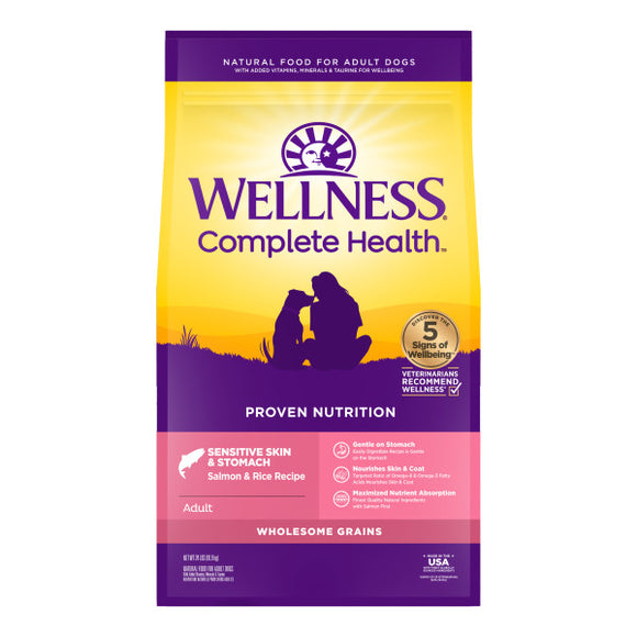 Wellness Complete Health Grain Sensitive Skin & Stomach Salmon & Rice Recipe Dog Food