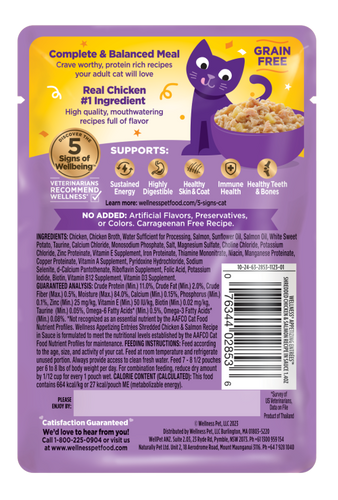 Wellness Appetizing Entrees  Shredded Chicken & Salmon Recipe in Sauce Wet Cat Food