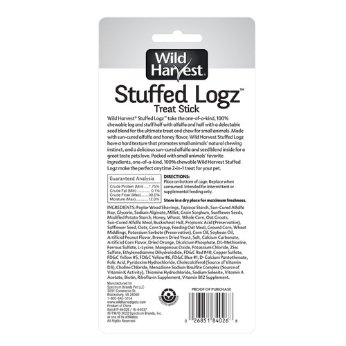 Wild Harvest Edible Log Stuffer Treats for Small Animals