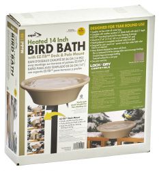 API 14 Heated Bird Bath with EZ-Tile Deck and Pole Mount